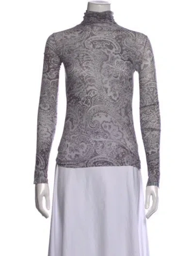 Pre-owned Acne Studios Paisley Print Turtleneck Top W/ Tags In Grey
