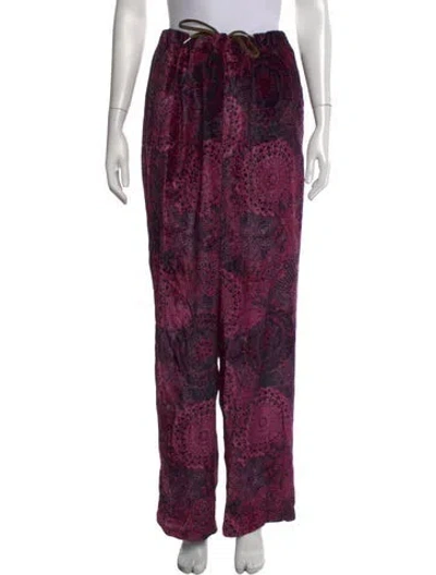 Pre-owned Acne Studios Paisley Print Wide Leg Pants In Purple