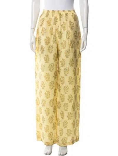 Pre-owned Acne Studios Paisley Print Wide Leg Pants In Yellow