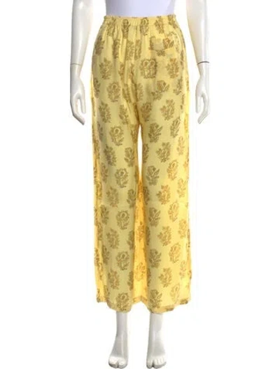 Pre-owned Acne Studios Paisley Print Wide Leg Pants In Yellow