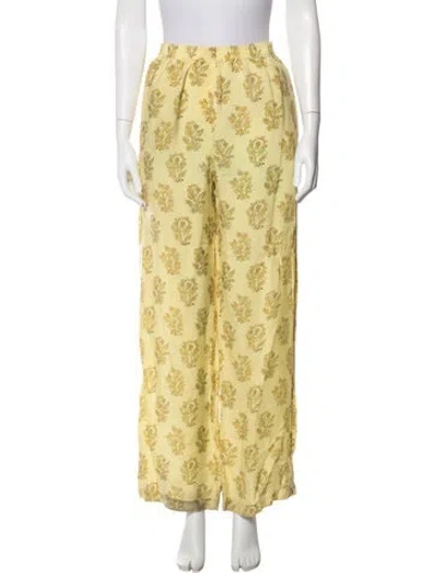 Pre-owned Acne Studios Paisley Print Wide Leg Pants In Yellow