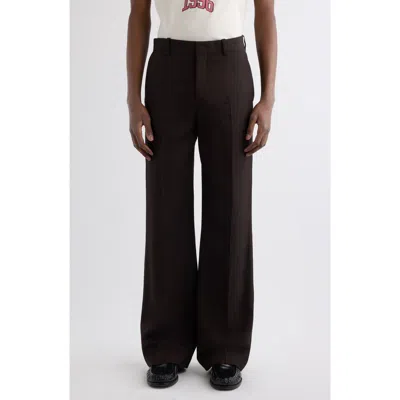 Acne Studios Palvin Fluid Herringbone Wide Leg Trousers In Chocolate Brown