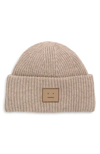 Acne Studios Pana Face Patch Wool & Yak Hair Blend Rib Beanie
