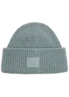 Acne Studios Dusty Large Face Logo Beanie In Blue