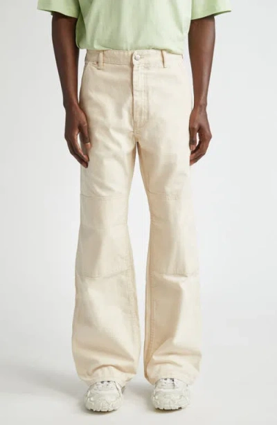 Acne Studios Paneled Cotton Canvas Trousers In Oatmeal Melange