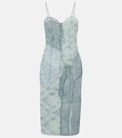 Acne Studios Paneled Cotton-blend Lace Midi Dress In Blue