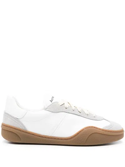 Acne Studios Bars Low Suede-trimmed Leather Sneakers In White