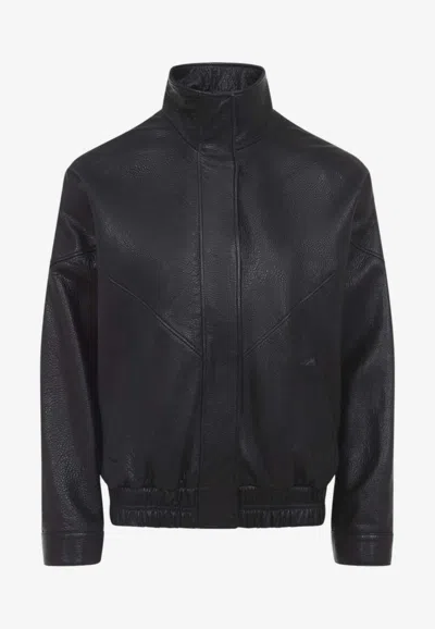 Acne Studios Panelled Leather Zip-up Jacket In Black