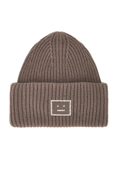 Acne Studios Pansy Crystal Beanie In Khaki Green