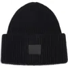 Acne Studios Pansy Face Patch Wool & Yak Hair Blend Beanie In Black