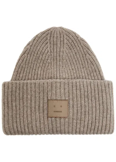 ACNE STUDIOS ACNE STUDIOS PANSY FACE RIBBED WOOL-BLEND BEANIE