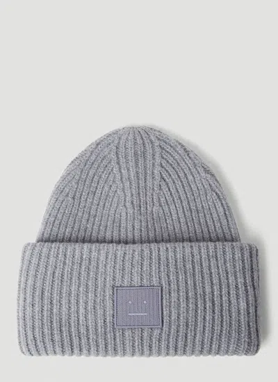 Acne Studios Pansy N Face Beanie Hat In Gray