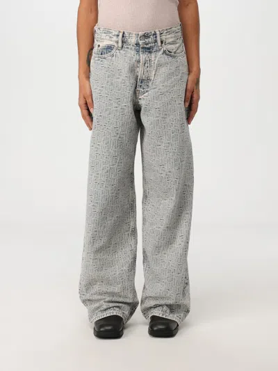 Acne Studios Weite Jeans Aus Monogramm-jacquard In Blau