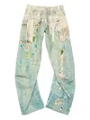 Acne Studios Distressed Printed Barrel-leg Jeans In Blue