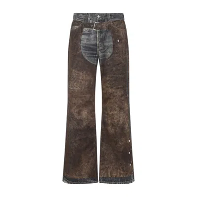 Acne Studios Wide Leg Patchwork Trousers With Belt Loops In Multi