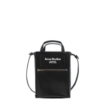 Acne Studios Papery Logo Printed Tote Bag In Black