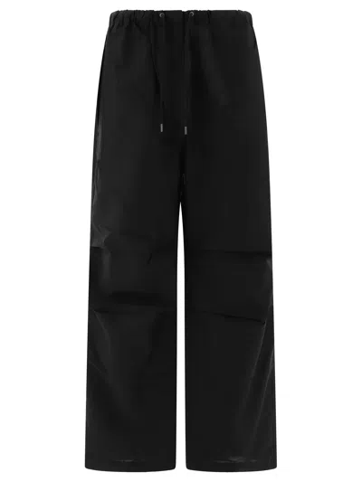 Acne Studios Embroidered-logo Wide-leg Trousers In Black