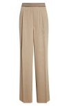 Acne Studios Parika Stretch Waist Wide Leg Trousers In Camel Beige