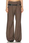 Acne Studios Partar Belted Wide Leg Pants In Brown Melange