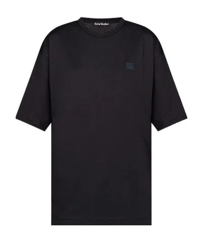 Acne Studios Short-sleeved T-shirt With Minimalistic Face Design In Black
