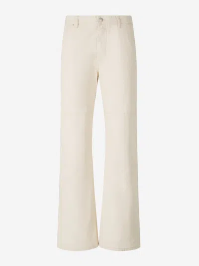Acne Studios Patched Cotton Jeans In Beige
