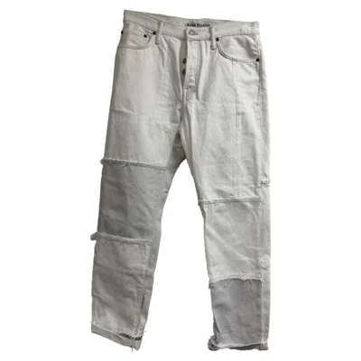 Pre-owned Acne Studios Patchwork Detailed Jeans In White Cotton