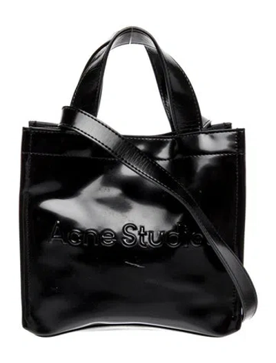Pre-owned Acne Studios Patent Leather Bucket Bag In Black