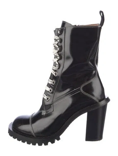 Pre-owned Acne Studios Patent Leather Combat Boots In Black