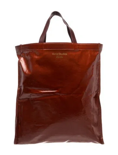 Pre-owned Acne Studios Patent Leather Tote In Brown