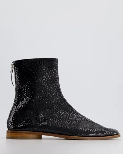 Acne Studios Patent Textured Leather Boots With Zip In Black
