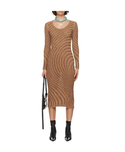 Acne Studios Pattern Dress In Brown