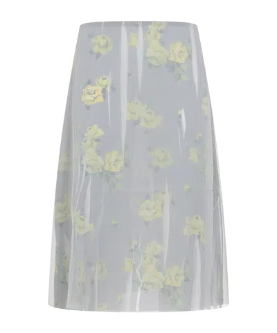 Acne Studios Floral Midi Skirt In Green