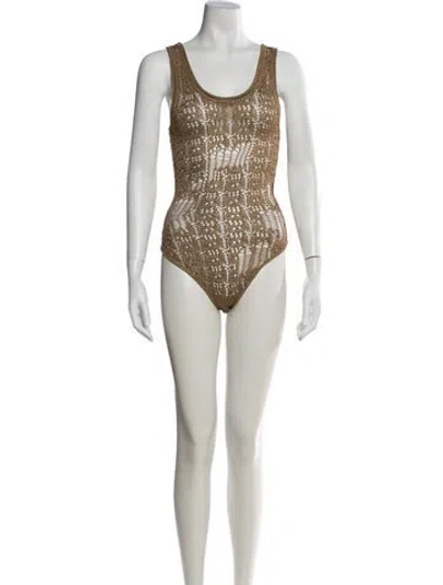 Pre-owned Acne Studios Patterned Crew Neck Bodysuit In Multicolor