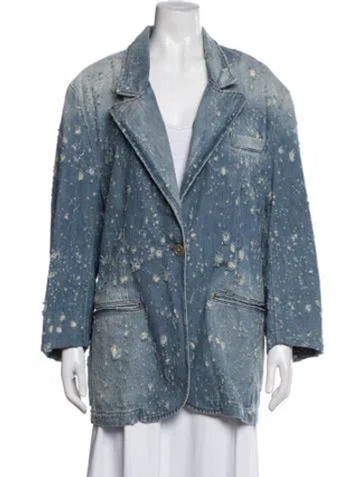 Pre-owned Acne Studios Patterned Denim Jacket In Blue