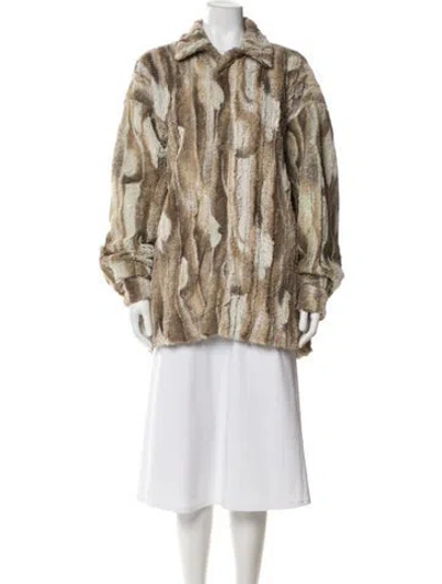 Pre-owned Acne Studios Patterned Faux Fur Jacket In Neutral