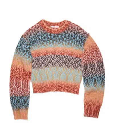 Acne Studios Patterned-intarsia Round-neck Jumper In Pink