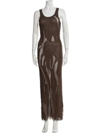 Pre-owned Acne Studios Patterned Long Dress W/ Tags In Brown