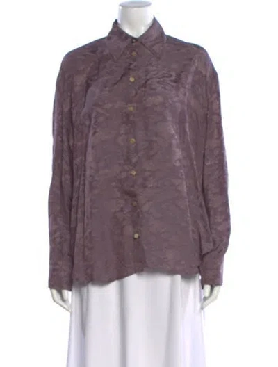 Pre-owned Acne Studios Patterned Long Sleeve Blouse In Purple