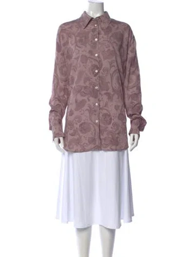 Pre-owned Acne Studios Patterned Long Sleeve Button-up Top In Purple