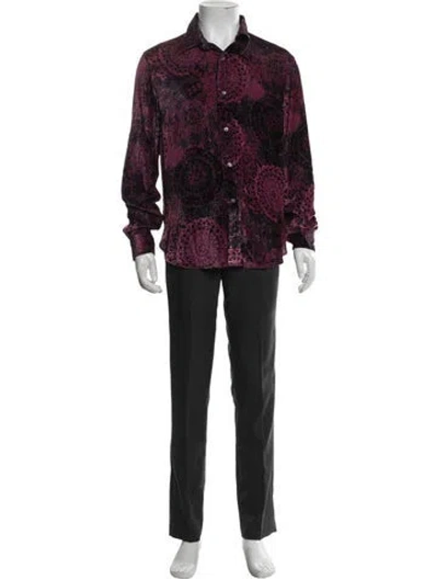 Pre-owned Acne Studios Patterned Long Sleeve Dress Shirt In Black/pink