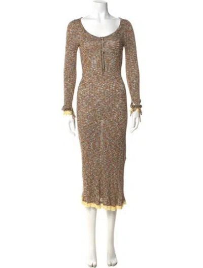 Pre-owned Acne Studios Patterned Midi Length Dress In Neutral