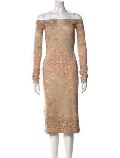 Pre-owned Acne Studios Patterned Midi Length Dress In Neutrals
