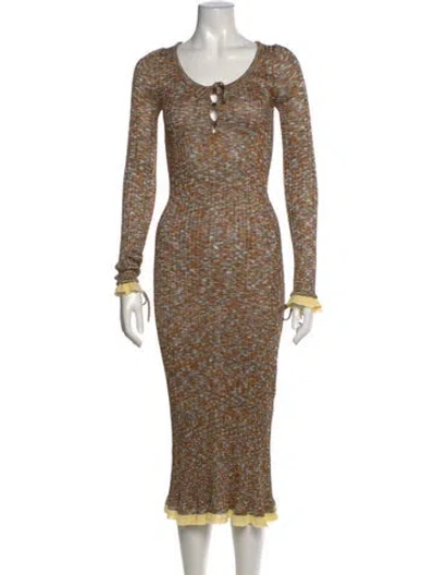 Pre-owned Acne Studios Patterned Midi Length Dress W/ Tags In Neutrals