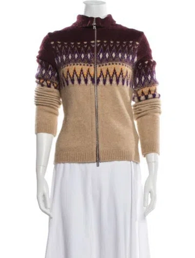 Pre-owned Acne Studios Patterned Mock Neck Sweater In Neutrals