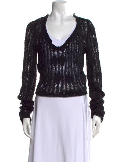 Pre-owned Acne Studios Patterned Scoop Neck Sweater In Black