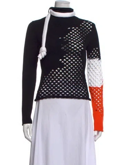 Pre-owned Acne Studios Patterned Turtleneck Sweater In Black
