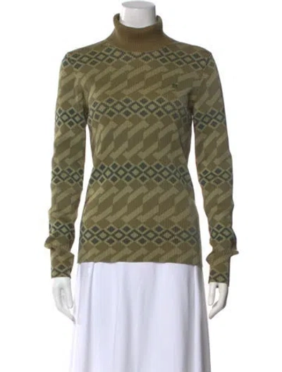 Pre-owned Acne Studios Patterned Turtleneck Sweater In Green