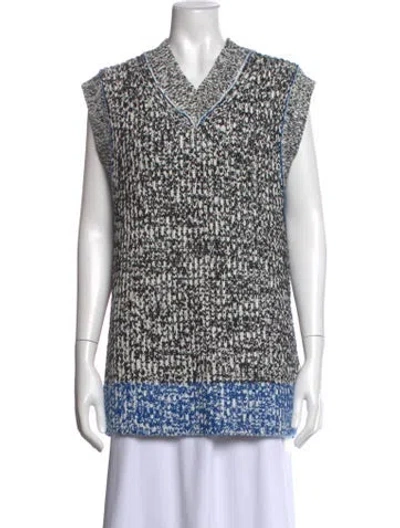 Pre-owned Acne Studios Patterned V-neck Sweater In Black