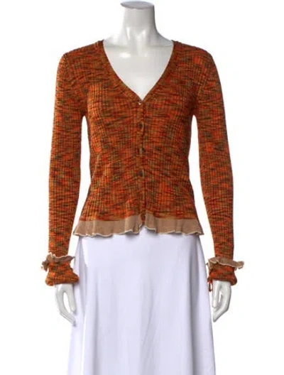 Pre-owned Acne Studios Patterned V-neck Sweater In Orange
