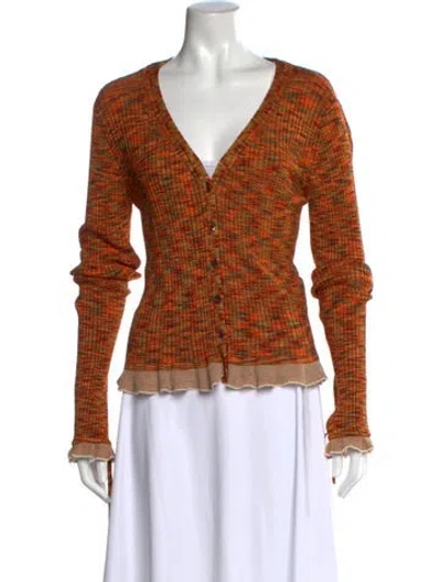 Pre-owned Acne Studios Patterned V-neck Sweater In Orange